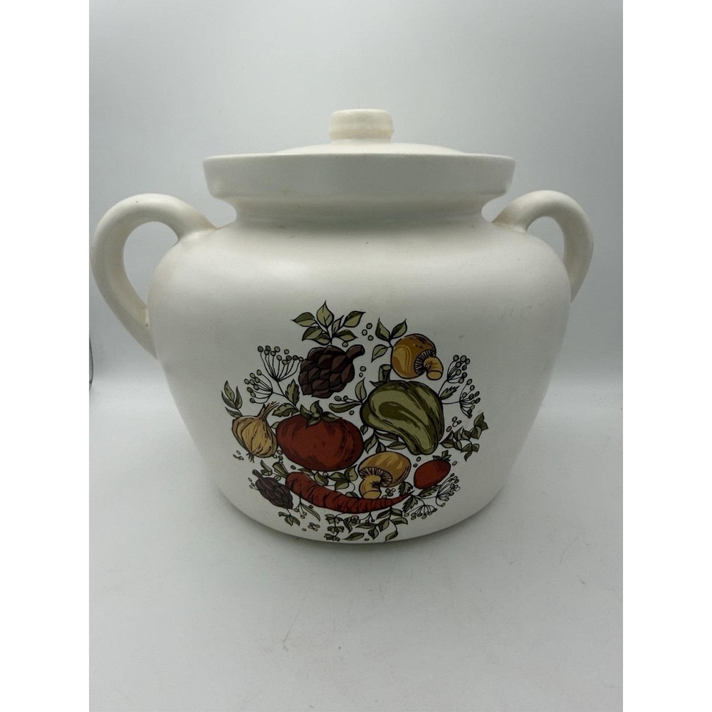 Vintage McCoy Spice Of Life Cookie Bean Jar w Lid USA Pottery Farmhouse